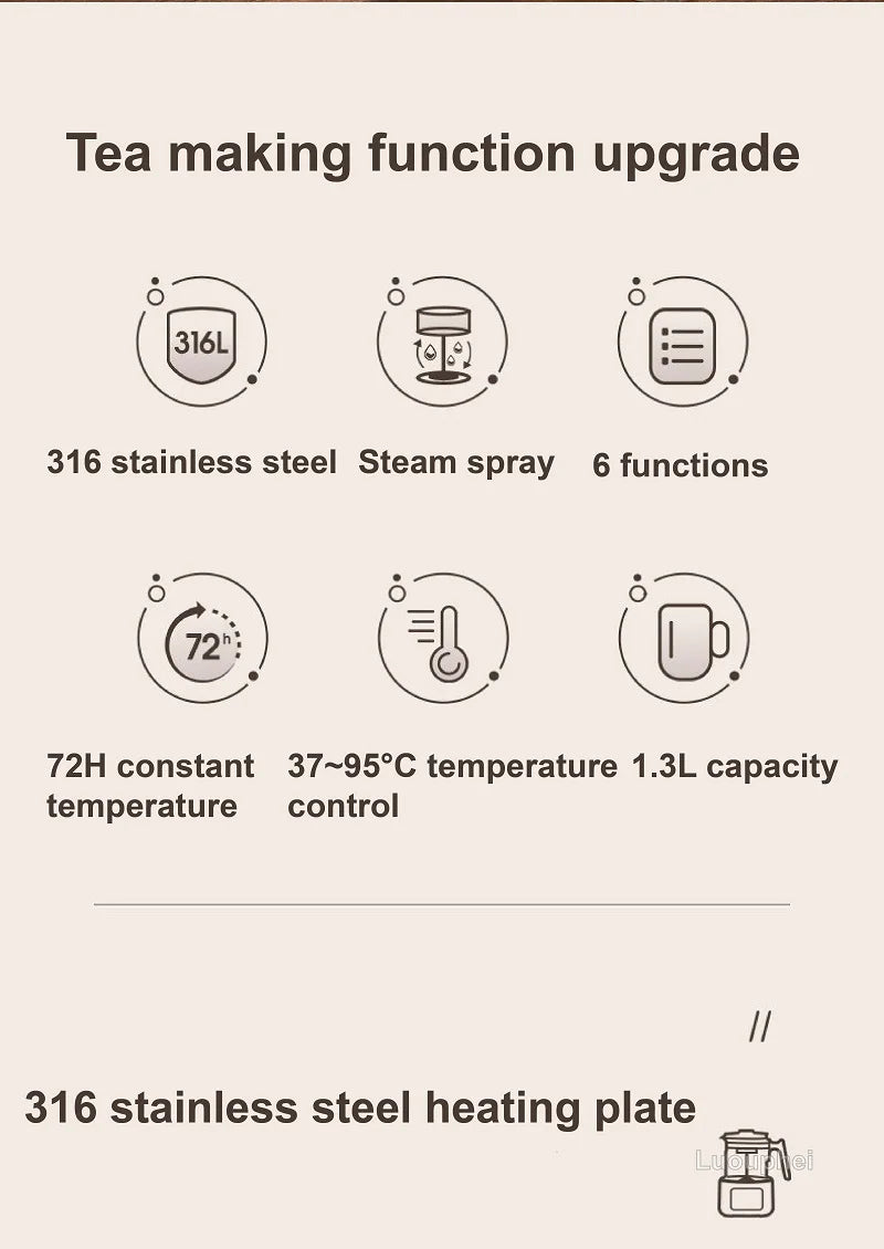 Hervidor eléctrico multifuncional de 1.3L para té, regulador de temperatura constante para leche de bebé, vaporizador, hervidor de té para oficina, 220V.
