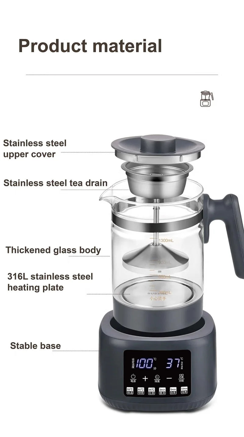 Hervidor eléctrico multifuncional de 1.3L para té, regulador de temperatura constante para leche de bebé, vaporizador, hervidor de té para oficina, 220V.