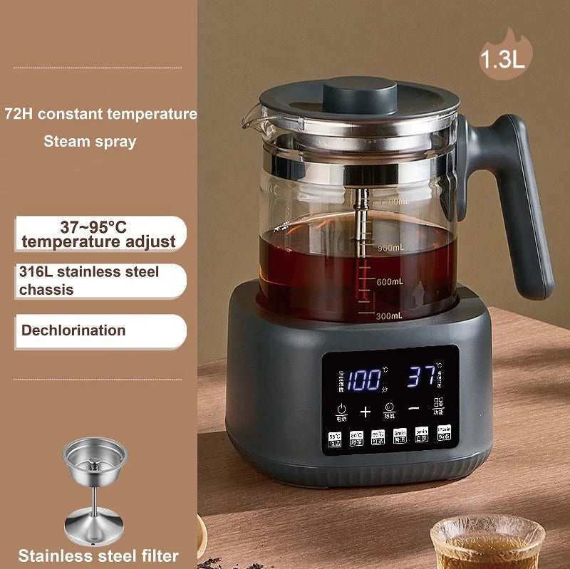 Hervidor eléctrico multifuncional de 1.3L para té, regulador de temperatura constante para leche de bebé, vaporizador, hervidor de té para oficina, 220V.