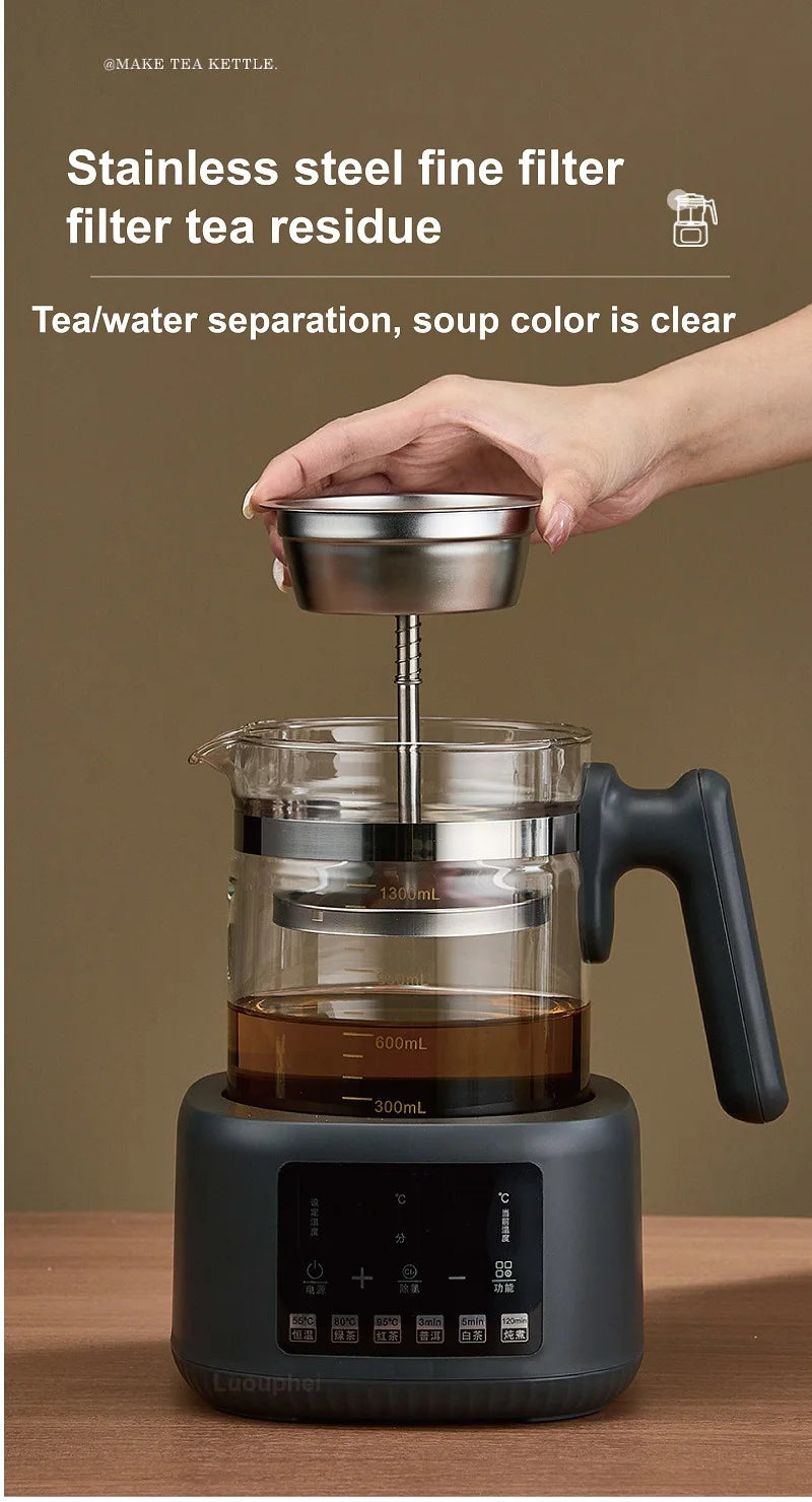Hervidor eléctrico multifuncional de 1.3L para té, regulador de temperatura constante para leche de bebé, vaporizador, hervidor de té para oficina, 220V.