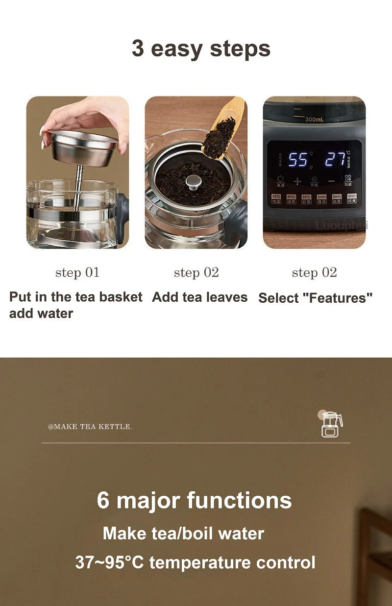 Hervidor eléctrico multifuncional de 1.3L para té, regulador de temperatura constante para leche de bebé, vaporizador, hervidor de té para oficina, 220V.
