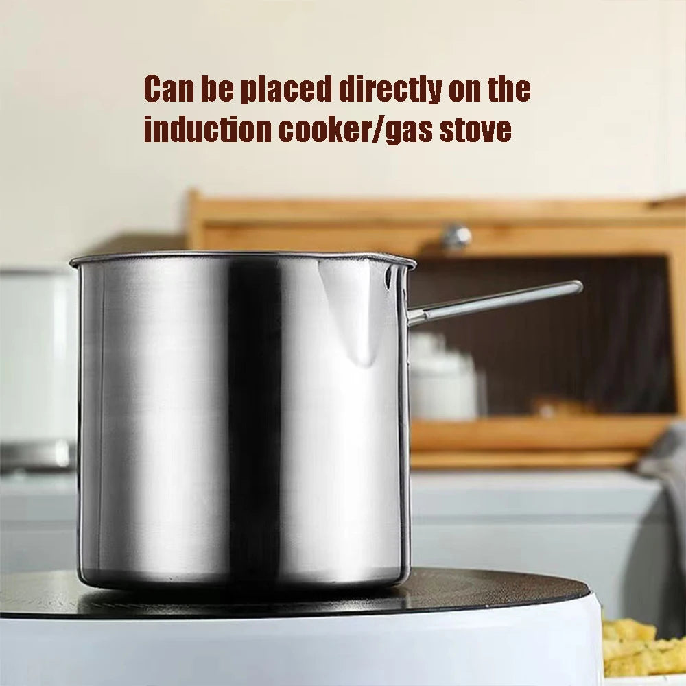 Freidora de Acero Inoxidable 304 con Canasta de Freír, Olla Auxiliar para Alimentos para Profundizar, Olla de Leche Japonesa, Electrodoméstico de Cocina