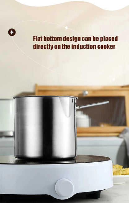 Freidora de Acero Inoxidable 304 con Canasta de Freír, Olla Auxiliar para Alimentos para Profundizar, Olla de Leche Japonesa, Electrodoméstico de Cocina